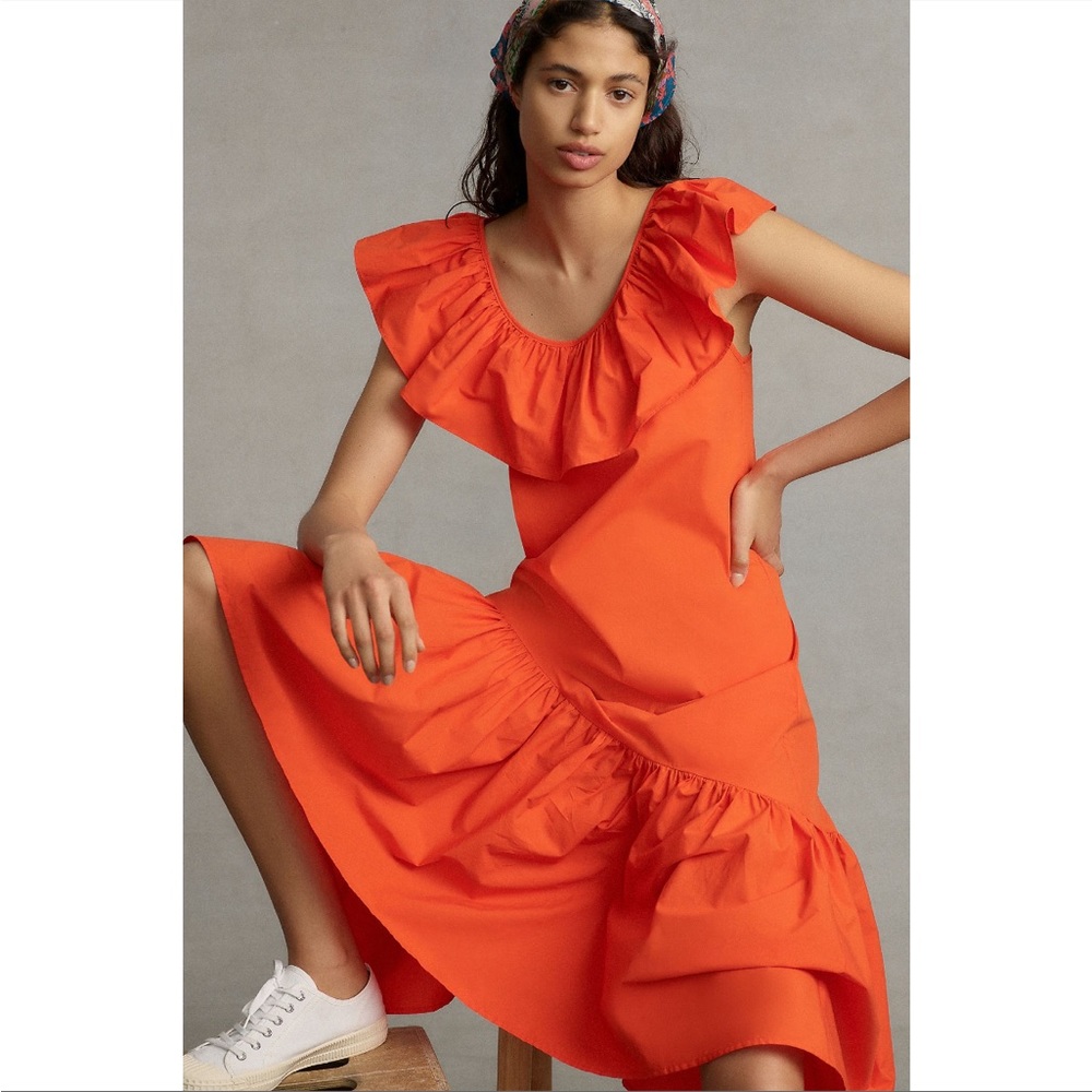 Anthropologie Whit Two Flouncy Ruffled Maxi Dress